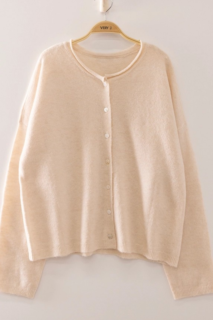 oatmeal soft touch button cardigan