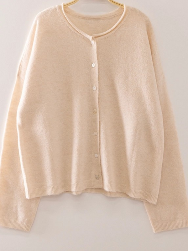 oatmeal soft touch button cardigan