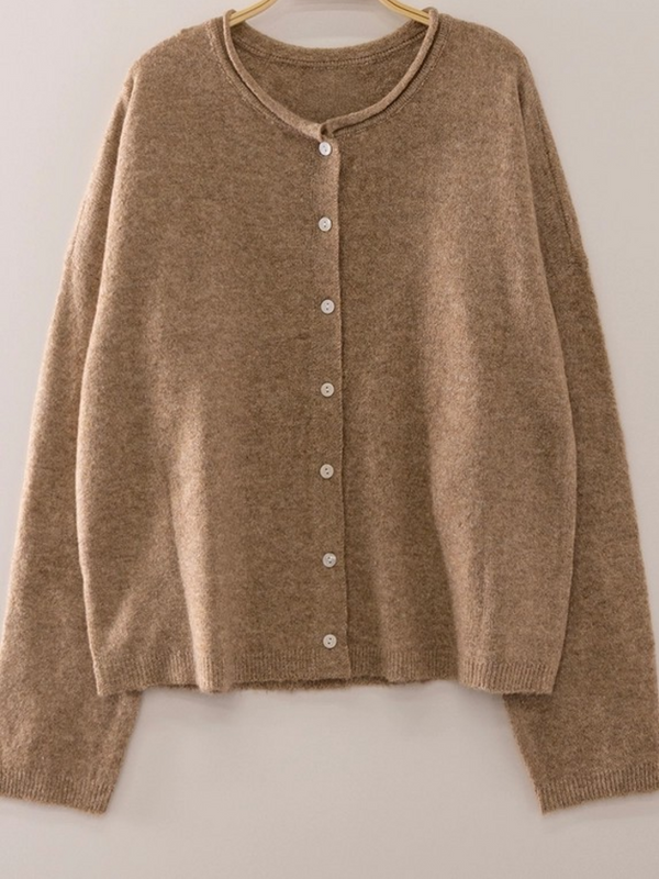mocha soft touch button cardigan
