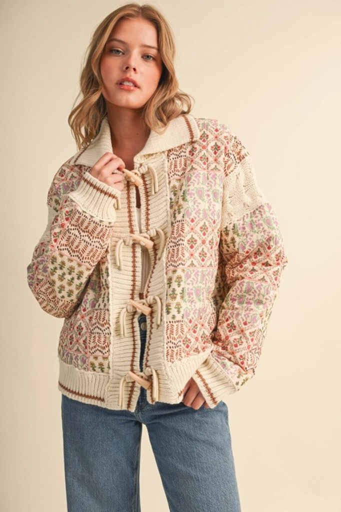 warm sand floral embroidered boxy jacket