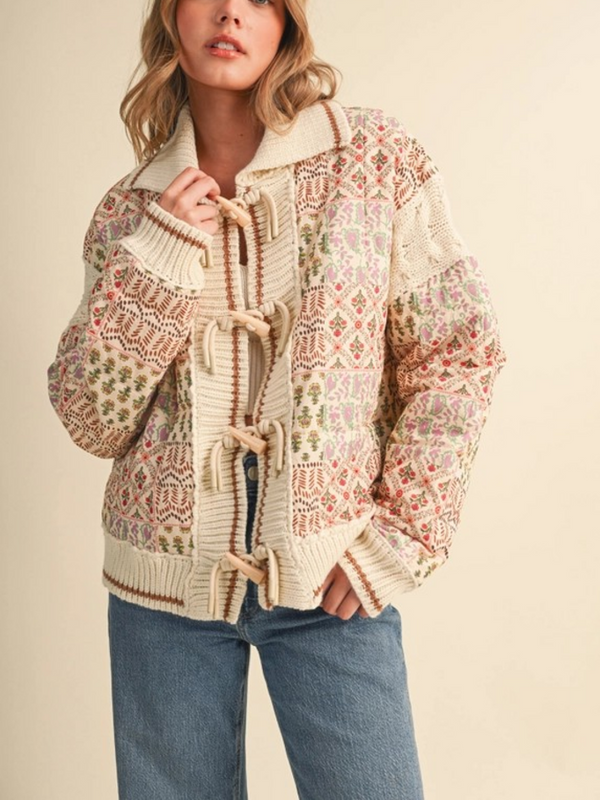 warm sand floral embroidered boxy jacket