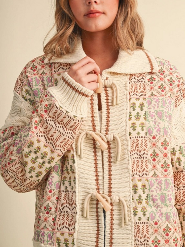 warm sand floral embroidered boxy jacket