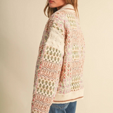 warm sand floral embroidered boxy jacket
