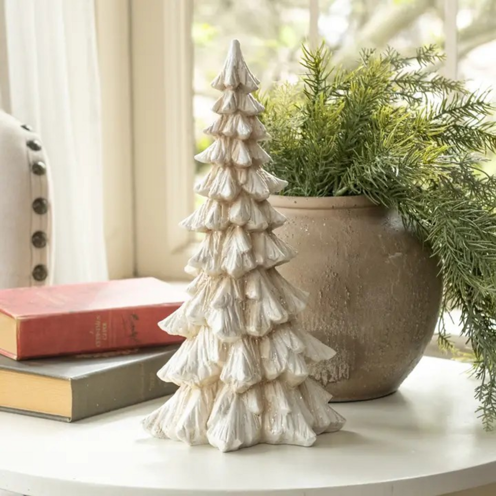 12" glittered cream tree