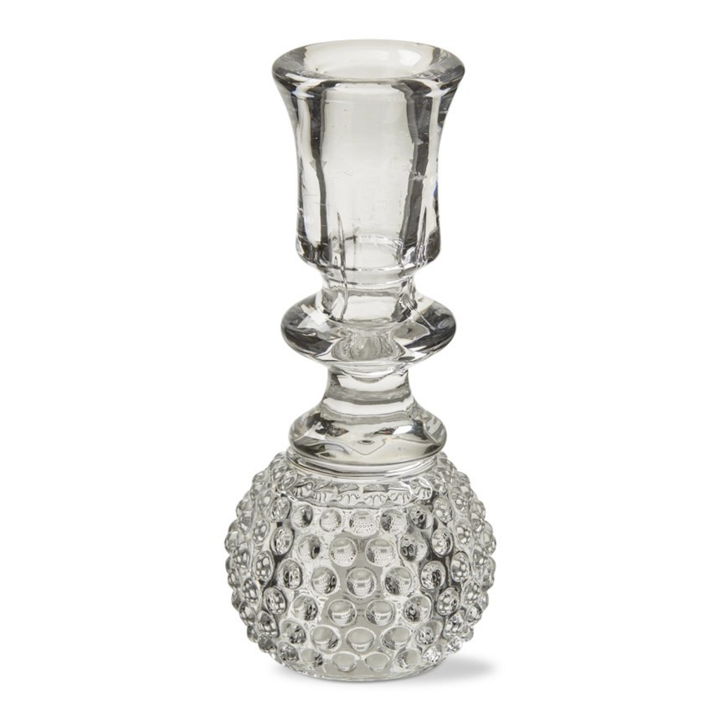 Hobnail Tealight Taper Holder Clear Glass