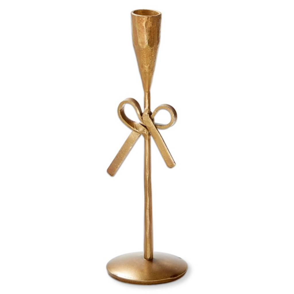 Antique Brass Bow Taper Holder Large Christmas