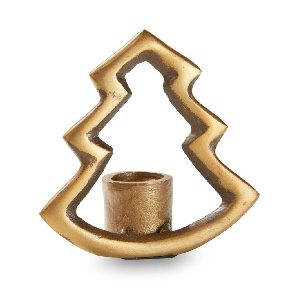 Antique Brass Tree Taper Holder