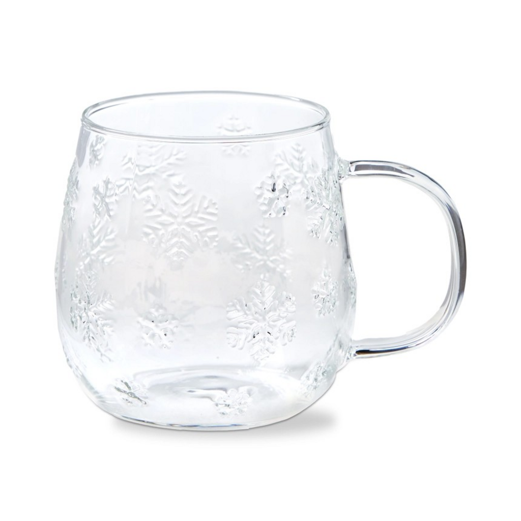 snowflake glass mug