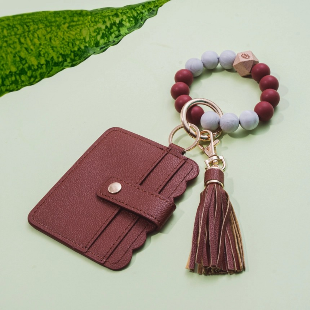 brown silicone wristlet wallet keychain