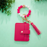 viva magenta silicone wristlet wallet keychain