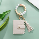 off white silicone wristlet wallet keychain