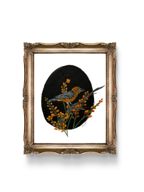5x7 fall bird vignette print