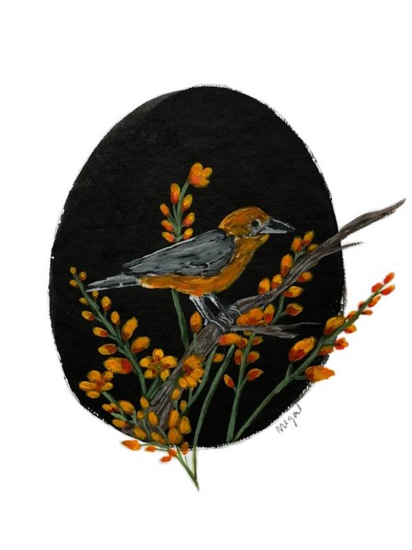 5x7 fall bird vignette print