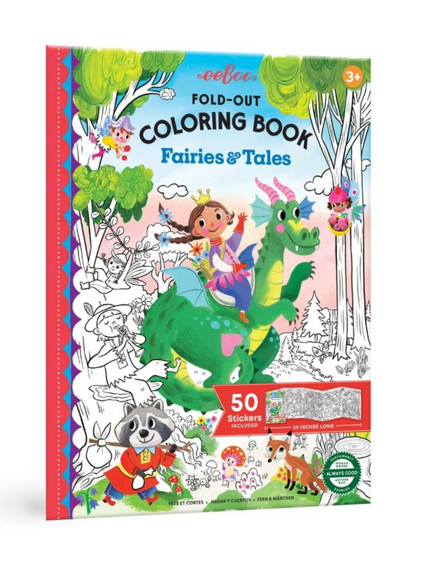 Fairies and Tales Fold-Out Coloring Book with Stickers