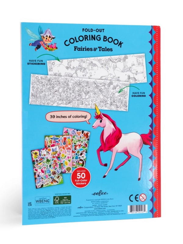 Fairies and Tales Fold-Out Coloring Book with Stickers