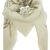 beige bandana print square scarf