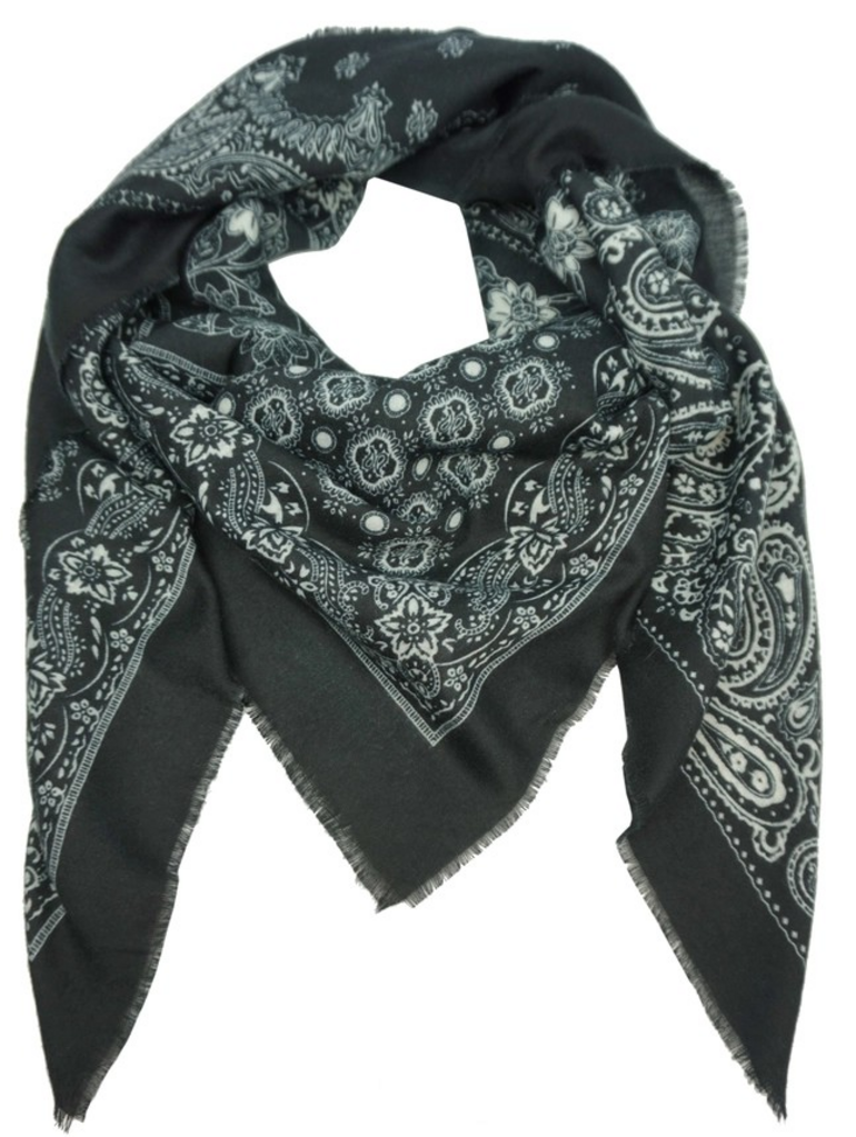 black bandana print square scarf