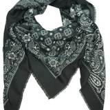 black bandana print square scarf