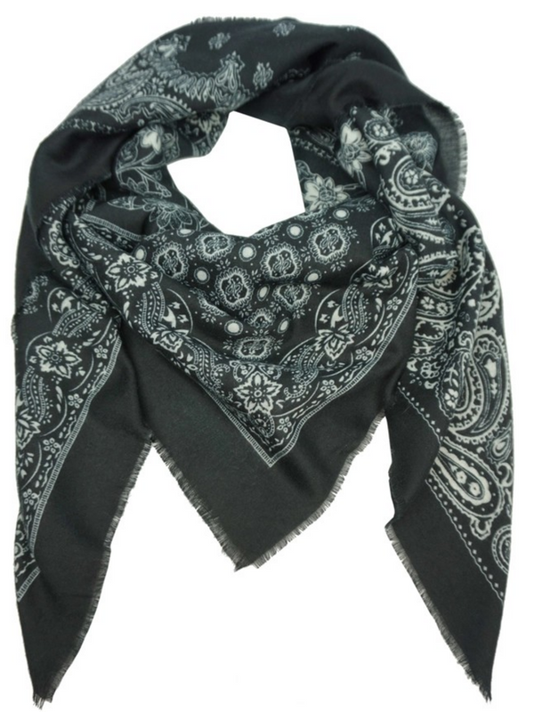 black bandana print square scarf