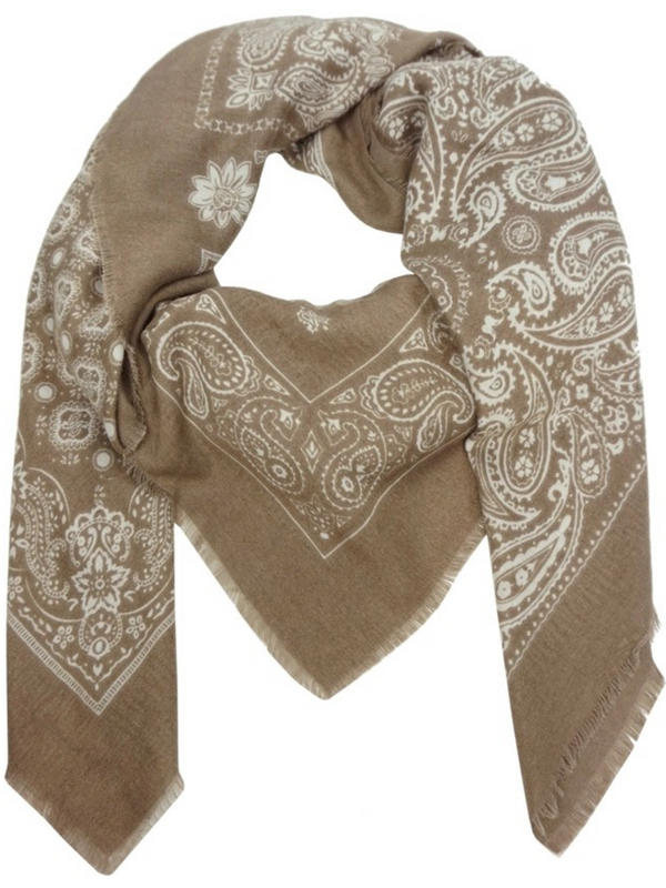 taupe bandana print square scarf