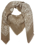 taupe bandana print square scarf