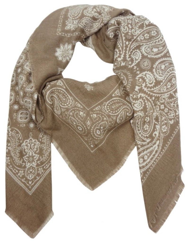 taupe bandana print square scarf