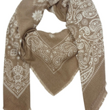taupe bandana print square scarf