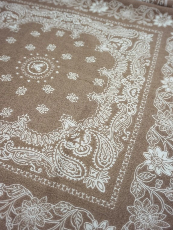 taupe bandana print square scarf