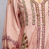 multi pink V neck balloon sleeve dress
