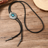 Western Turquoise Oval Bolo Tie Necklace