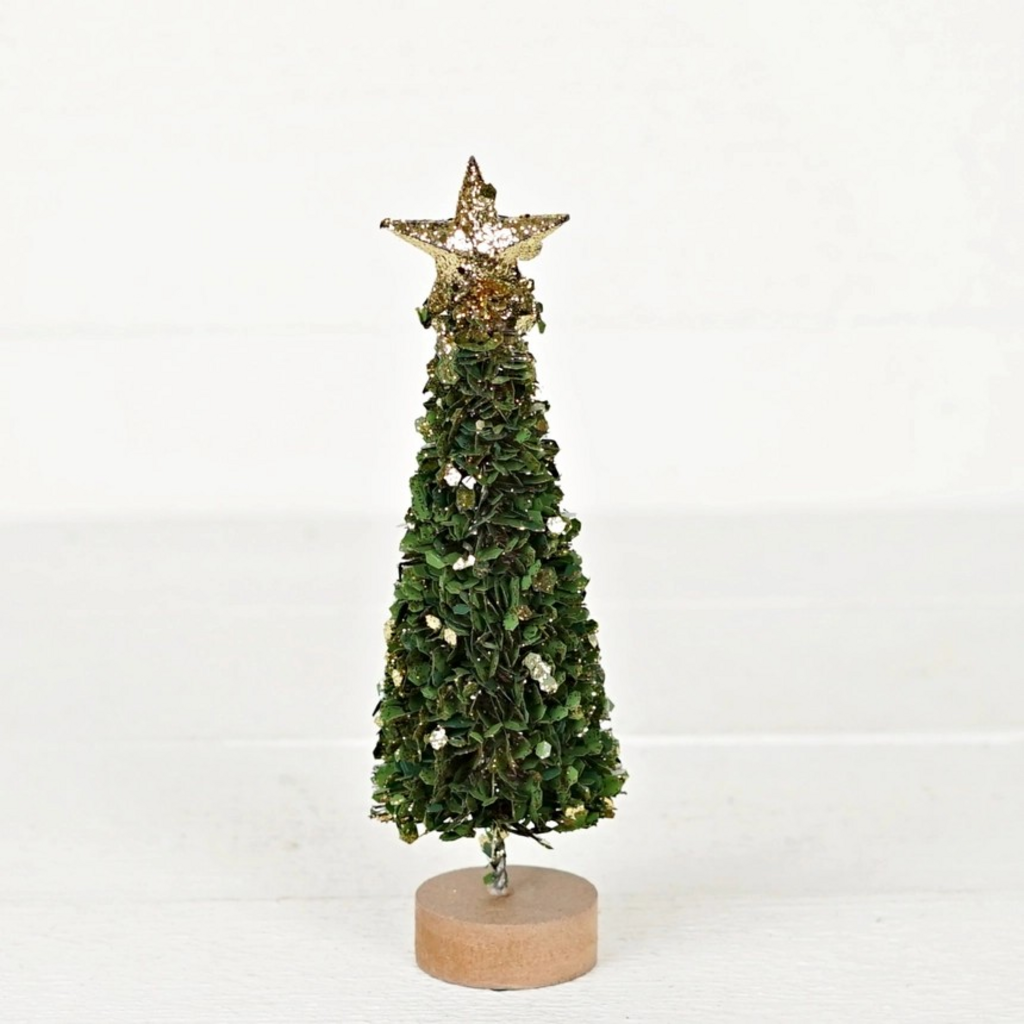 9inHx3W Gold Glittered Boxwood Mini Tree