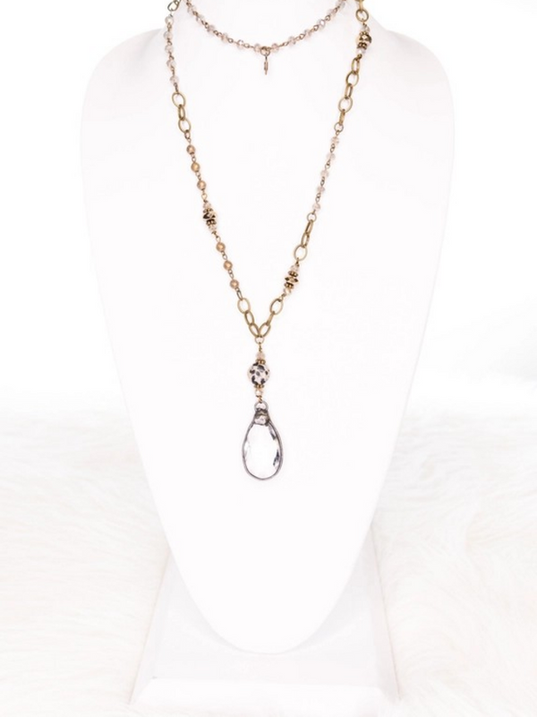 long large crystal charm necklace
