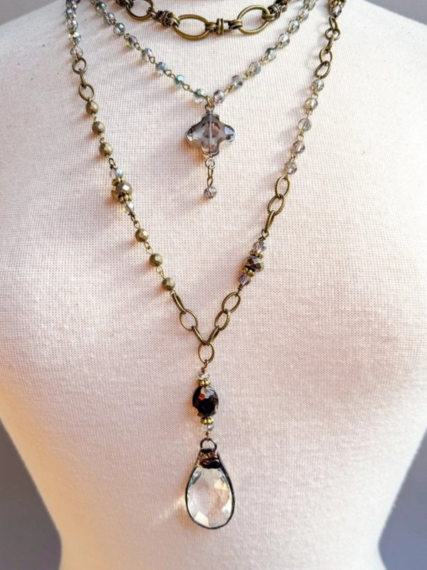 large crystal charm necklace