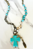 chunky cross turquoise necklace