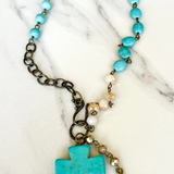 chunky cross turquoise necklace