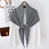 gray soft knit triangle scarf