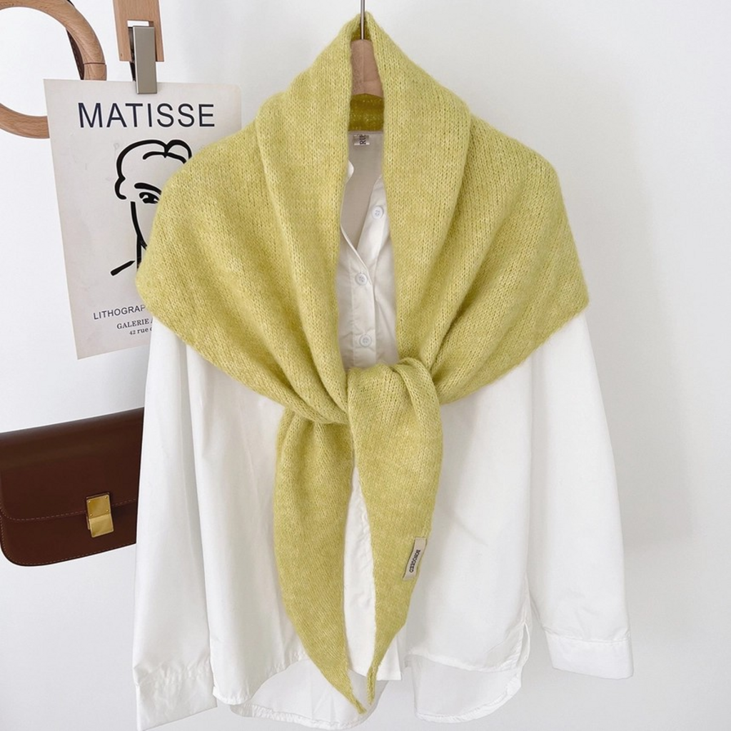 yellow soft knit triangle scarf