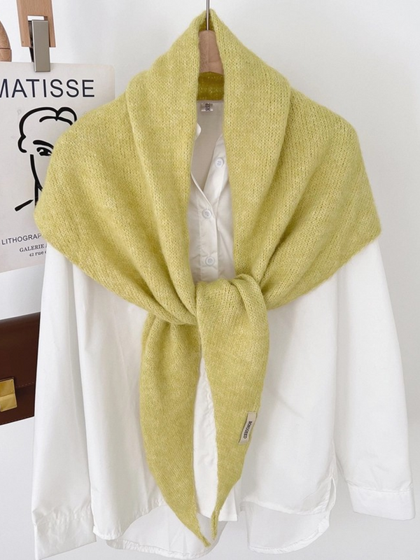 yellow soft knit triangle scarf