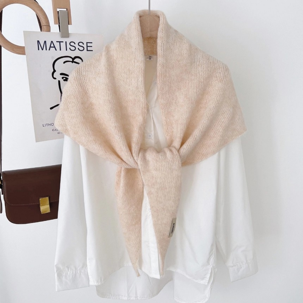 beige soft knit triangle scarf