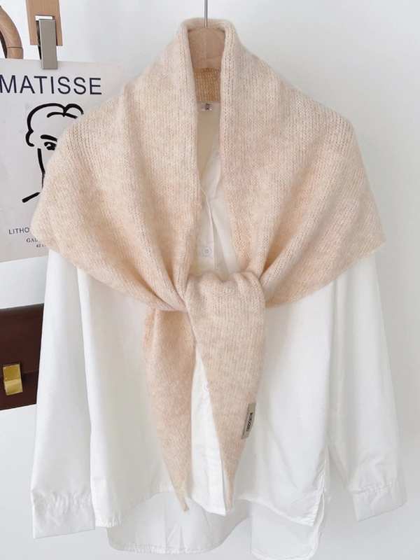 beige soft knit triangle scarf