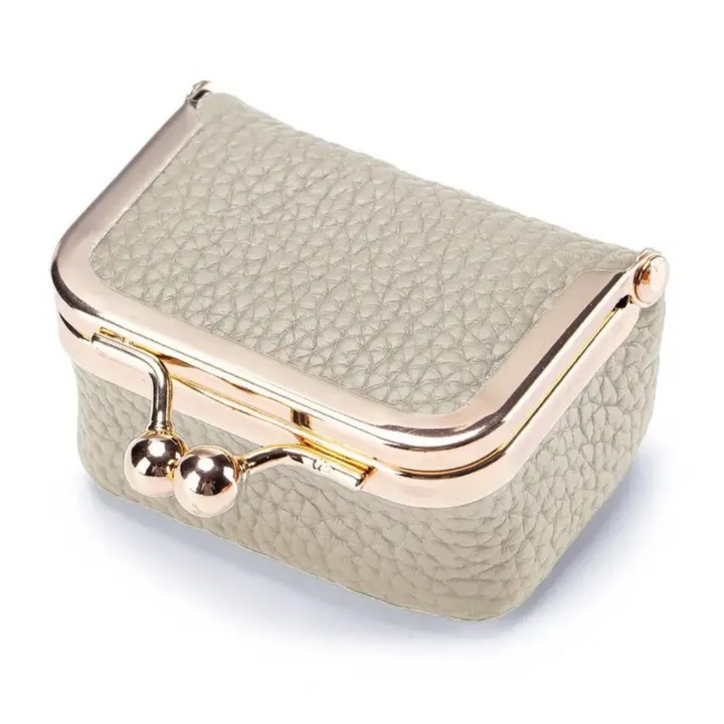 gray mini leather coin purse