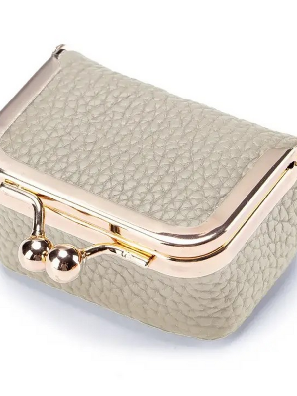 gray mini leather coin purse