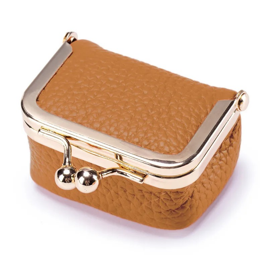 brown mini leather coin purse