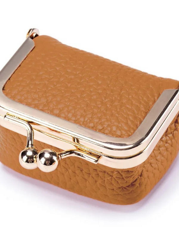 brown mini leather coin purse