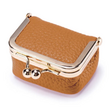 brown mini leather coin purse