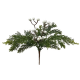 11.5" fresh touch cedar pick with cream berries