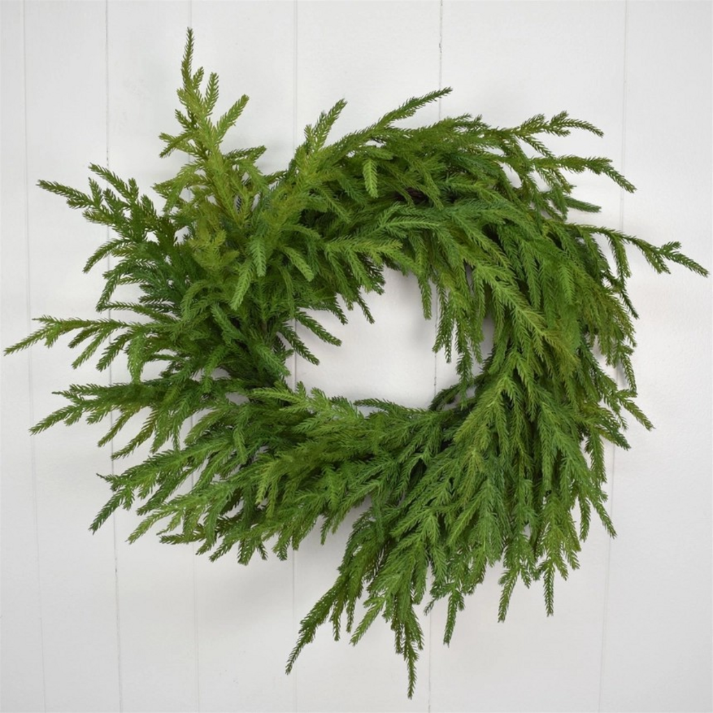 24" natural touch norfolk pine wreath