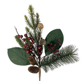 17" burgundy berry mixed pine pick
