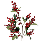 24" holly berry spay with gold veins