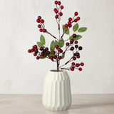 19" lodge berry pick with leaves in deep red